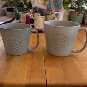 Starbucks Matte Grey Embossed Mug, set of two